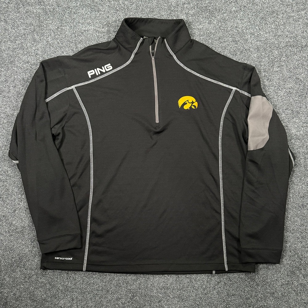 PING Iowa Hawkeyes Men's Sensorcool 1/4 Zip Golf Pullover Black Size XL NCAA